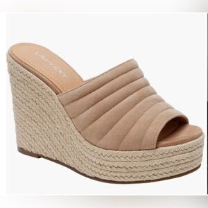 Lisa Vicky GOGO-V Suede Espadrille Platform Wedge Sandals Size 8.5 NIB